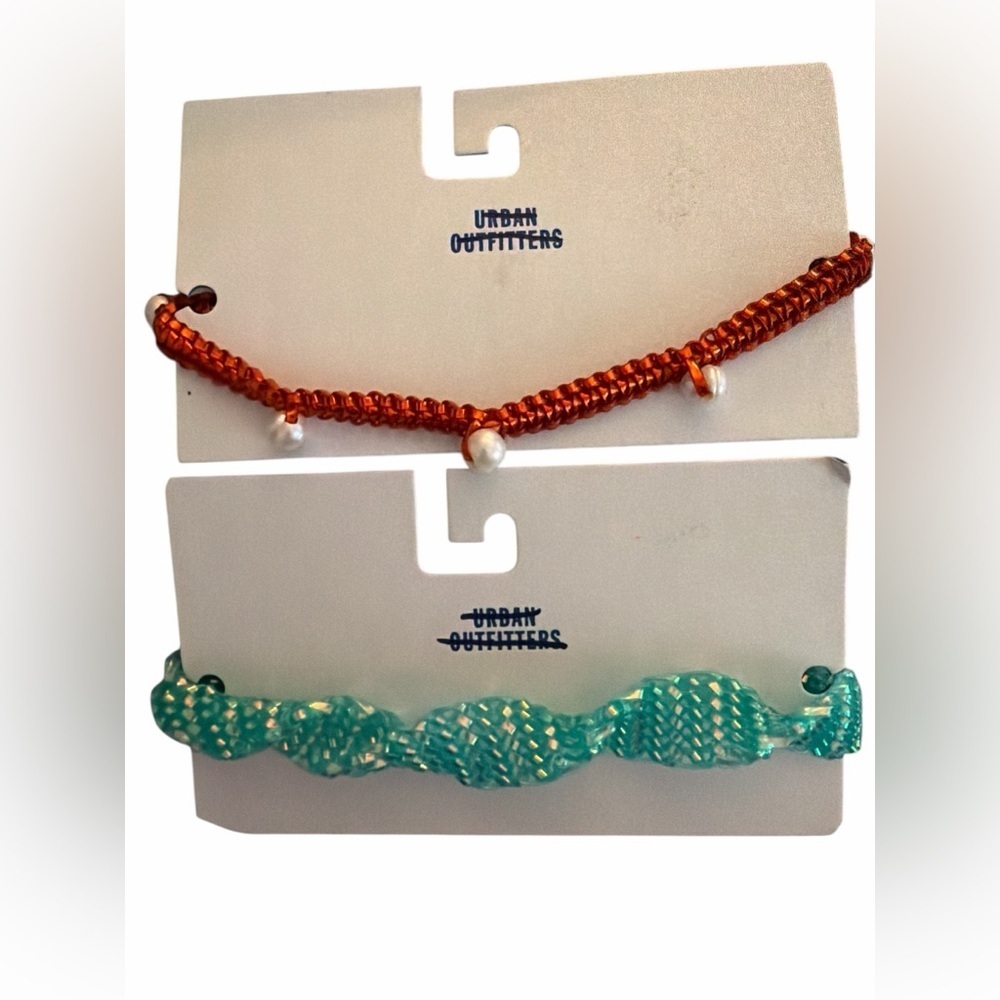 Urban Outfitters Orange and Teal Beaded Choker Necklaces NWT